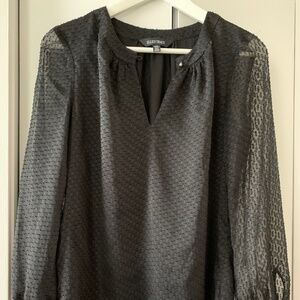 Black long sleeve blouse ruffle sleeves XS